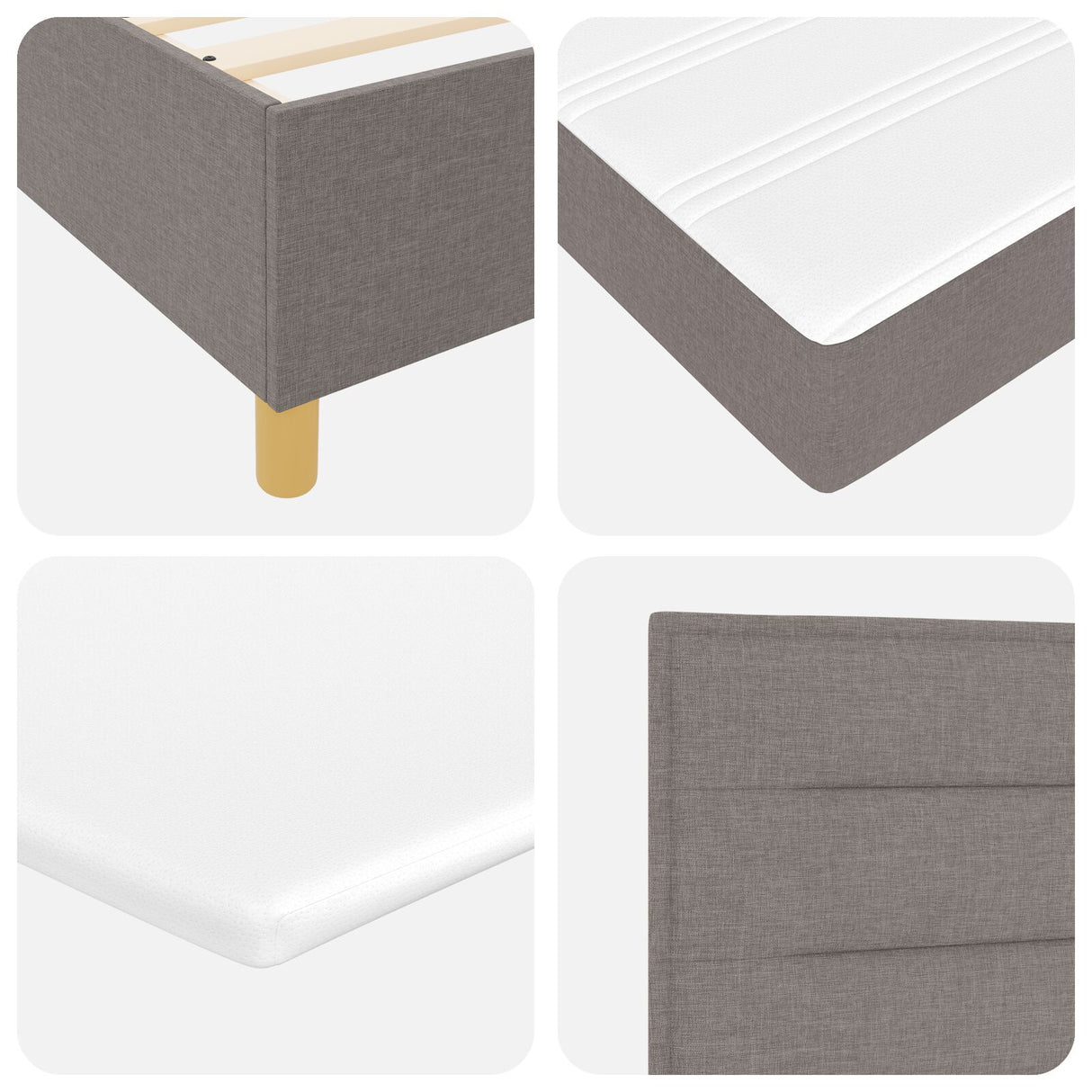Box Spring Bed With Mattress & Led Taupe 120X200 Cm Fabric