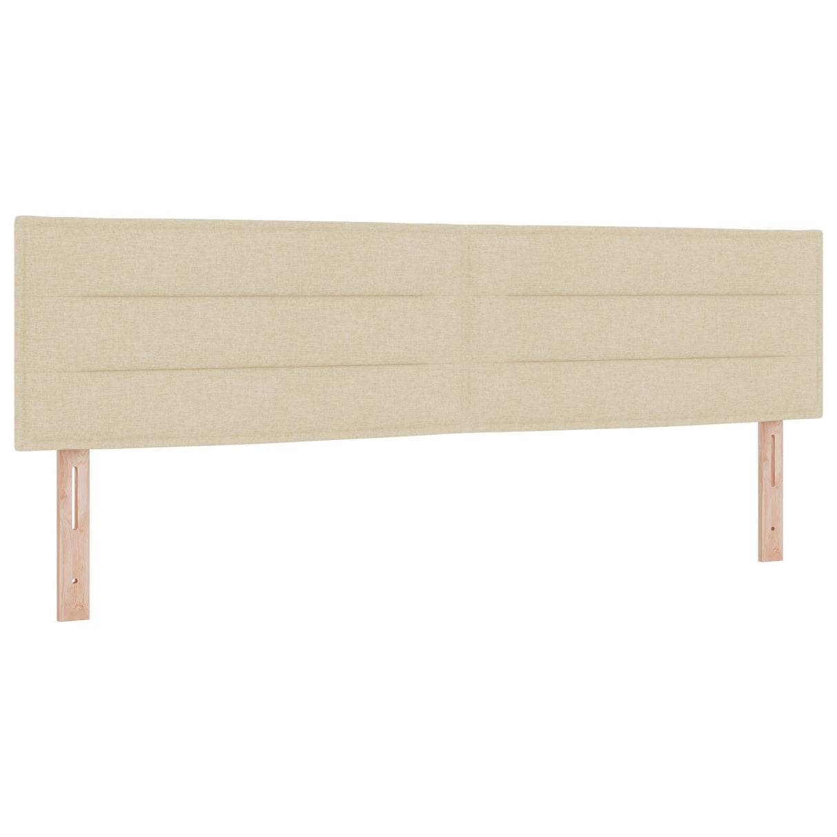 Box Spring Bed With Mattress Cream 180X200 Cm Fabric,  Headboard Lines Design Cream 180 Cm Fabric