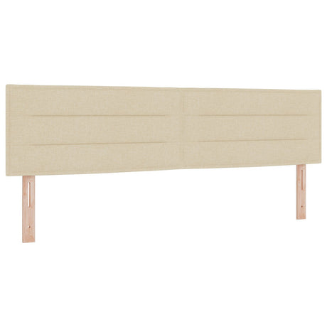Box Spring Bed With Mattress Cream 180X200 Cm Fabric,  Headboard Lines Design Cream 180 Cm Fabric