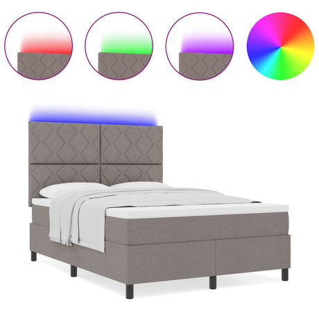 Box Spring Bed With Mattress & Led Taupe 160X200 Cm Fabric