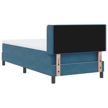 Box Spring Bed With Mattress Dark Blue 90X200 Cm Velvet