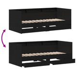 Black Oak Daybed With Drawers Black Oak Engineered Wood 90 X 200 Cm