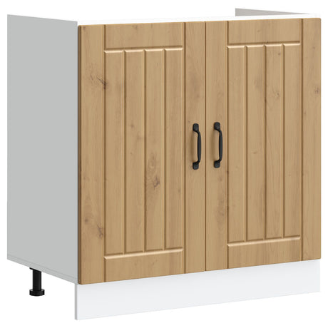 Kitchen Cabinet &quot;Lucca&quot; With Double Basins - Artisan Oak, Made From Engineered Wood