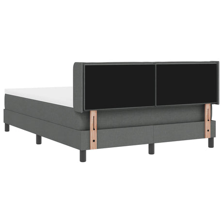 Box Spring Bed With Mattress Dark Grey 140X200 Cm Fabric,  Headboard Lines Design Dark Grey 140 Cm Fabric