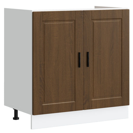 Sink Base Cabinet &quot;Porto&quot; With Sink Brown Oak 80X46X84,5 Cm Engineered Wood