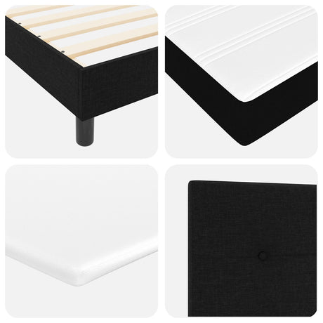 Box Spring Bed With Mattress & Led Black 80X200 Cm Fabric