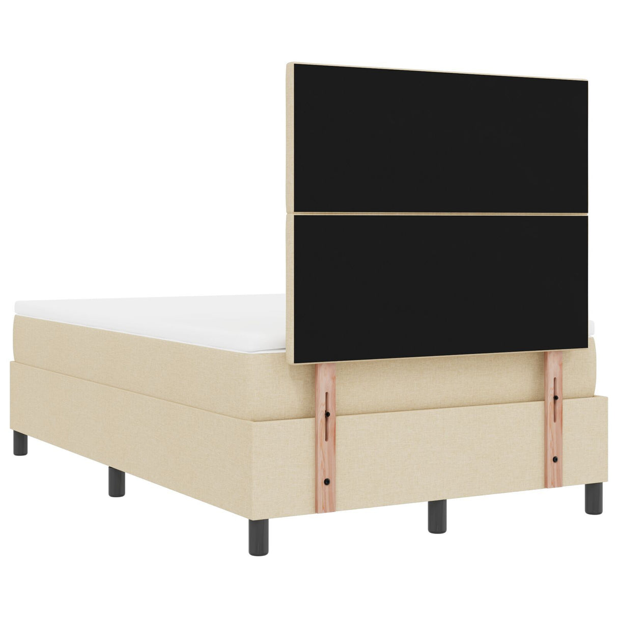 Box Spring Bed With Mattress & Led Cream 120X200 Cm Fabric