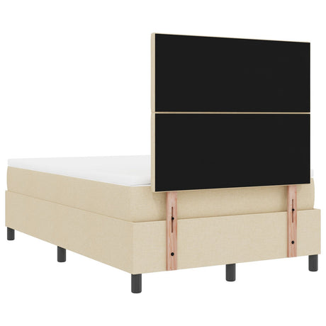Box Spring Bed With Mattress & Led Cream 120X200 Cm Fabric