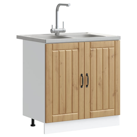 Kitchen Cabinet &quot;Lucca&quot; With Double Basins - Artisan Oak, Made From Engineered Wood