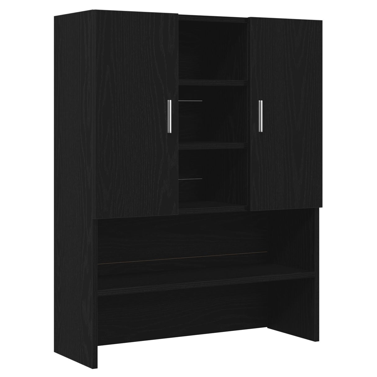Washing Machine Cabinets 2 Pcs Black Oak 70.5X71.5X181.5 Cm Engineered Wood,  Washing Machine Cabinet - Black Oak - 70.5X71.5X91.5 Cm - Made Of Engineered Wood