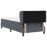Box Spring Bed With Mattress In Dark Grey, 90X200 Cm, Velvet