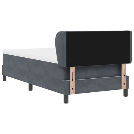 Box Spring Bed With Mattress In Dark Grey, 90X200 Cm, Velvet