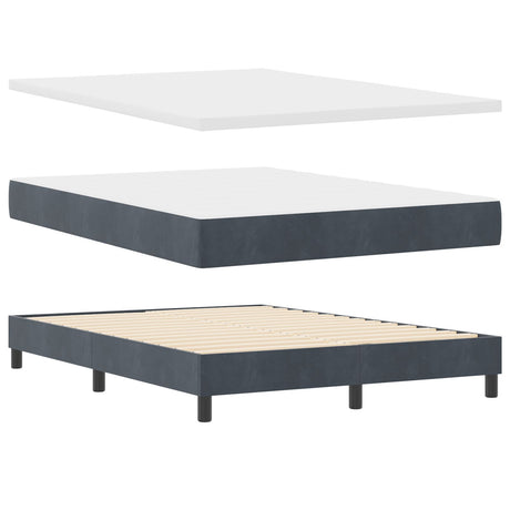 Box Spring Bed With Mattress & Led Dark Grey 140X190 Cm Velvet