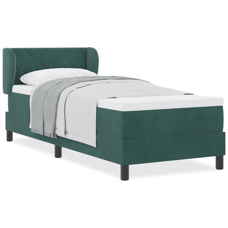 Box Spring Bed With Mattress Dark Green 80X200 Cm Velvet