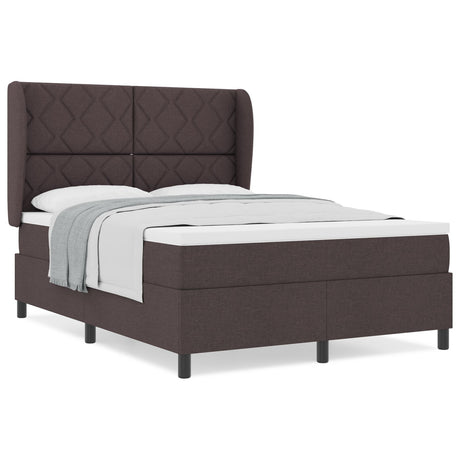 Box Spring Bed With Mattress In Dark Brown - 140X200 Cm Fabric