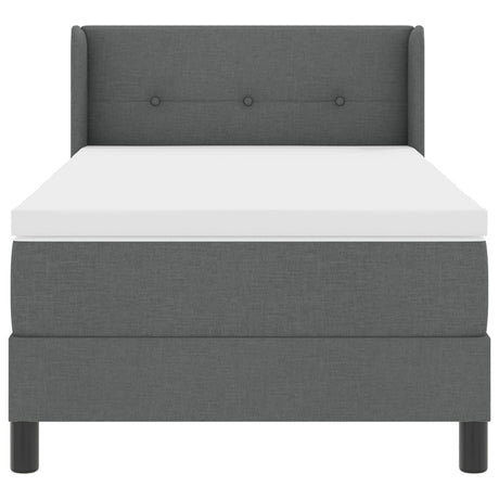 Box Spring Bed With Mattress Dark Grey 80X200 Cm Fabric,  Headboard Button Tufted Dark Grey 80 Cm Fabric