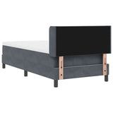 Box Spring Bed With Mattress Dark Grey 90X200 Cm Velvet