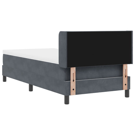 Box Spring Bed With Mattress Dark Grey 90X200 Cm Velvet