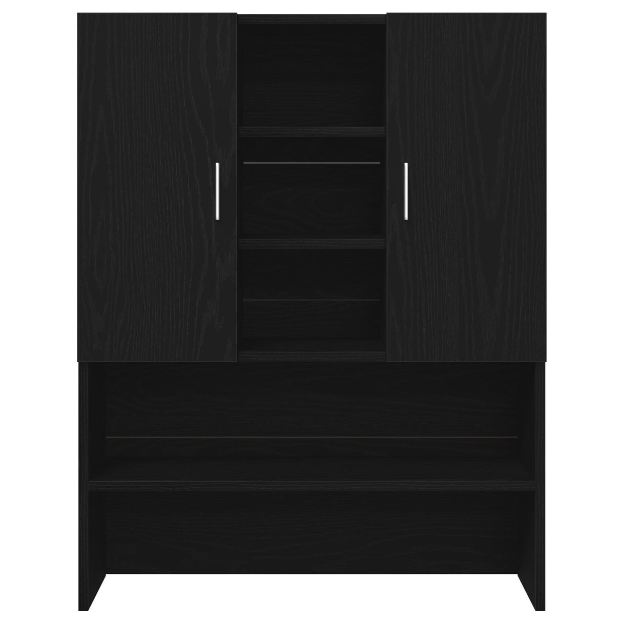 Washing Machine Cabinets 2 Pcs Black Oak 70.5X71.5X181.5 Cm Engineered Wood,  Washing Machine Cabinet - Black Oak - 70.5X71.5X91.5 Cm - Made Of Engineered Wood