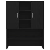 Washing Machine Cabinets 2 Pcs Black Oak 70.5X71.5X181.5 Cm Engineered Wood,  Washing Machine Cabinet - Black Oak - 70.5X71.5X91.5 Cm - Made Of Engineered Wood