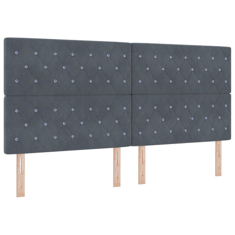 Box Spring Bed With Mattress Dark Grey 200X200 Cm Velvet