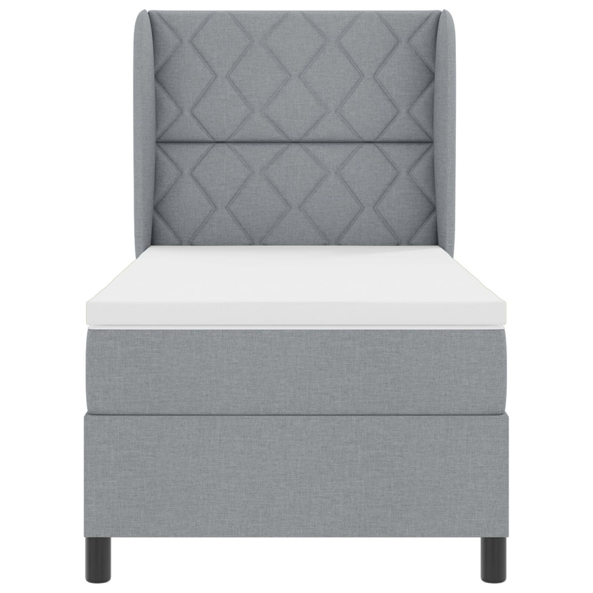 Box Spring Bed With Mattress - Light Gray, 90X200 Cm, Fabric