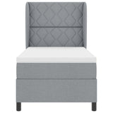 Box Spring Bed With Mattress - Light Gray, 90X200 Cm, Fabric