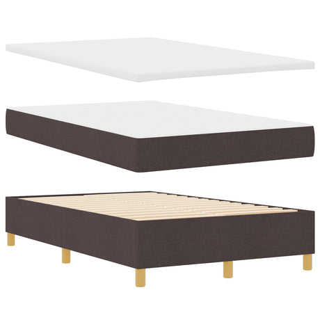 Box Spring Bed With Mattress & Led Dark Brown 120X190 Cm Fabric