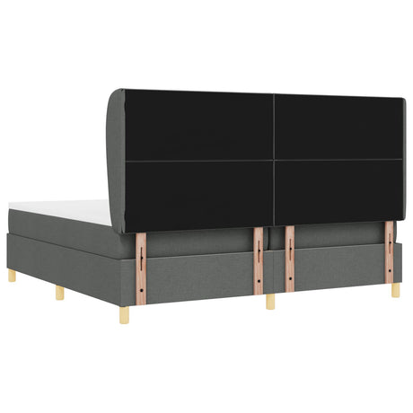 Box Spring Bed With Mattress Dark Grey 200X200 Cm Fabric