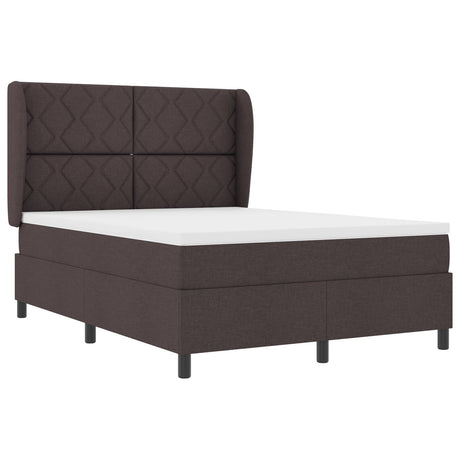 Box Spring Bed With Mattress In Dark Brown - 140X200 Cm Fabric