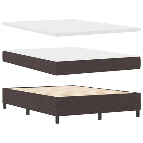 Box Spring Bed With Mattress & Led Dark Brown 140X200 Cm Fabric