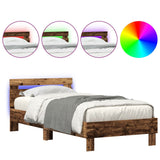 Bed Frame Without Mattress With Led Lights Old Wood 90X190 Cm