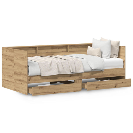 Daybed With Drawers Artisan Oak Engineered Wood 90 X 200 Cm