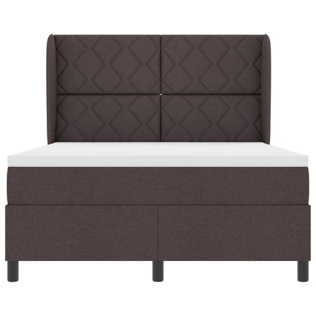 Box Spring Bed With Mattress In Dark Brown - 140X200 Cm Fabric