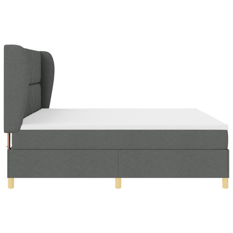 Box Spring Bed With Mattress Dark Grey 200X200 Cm Fabric