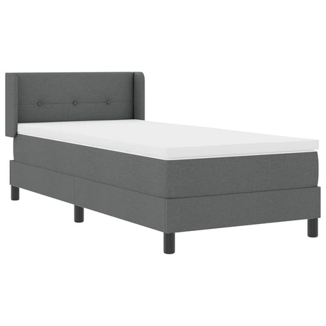 Box Spring Bed With Mattress Dark Grey 80X200 Cm Fabric,  Headboard Button Tufted Dark Grey 80 Cm Fabric