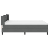 Box Spring Bed With Mattress Dark Grey 160X200 Cm Fabric,  Headboard Lines Design Dark Grey 160 Cm Fabric