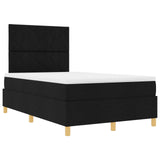 Box Spring Bed With Mattress & Led Black 120X190 Cm Fabric