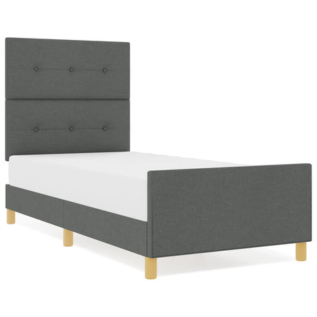 Bed Frame Dark Grey 90X190 Cm Fabric