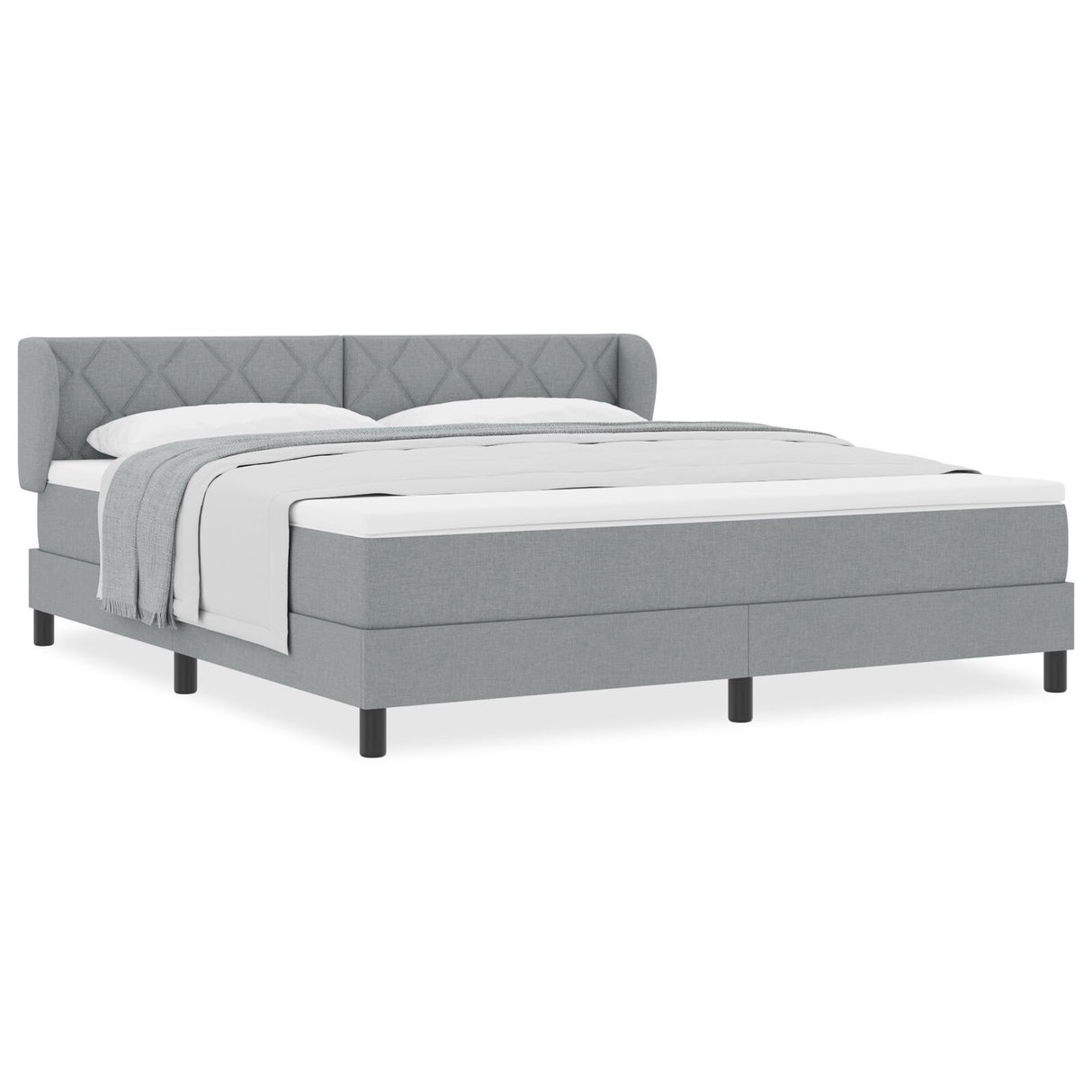 Box Spring Bed With Mattress Light Grey 180X200 Cm Fabric