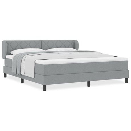 Box Spring Bed With Mattress Light Grey 180X200 Cm Fabric