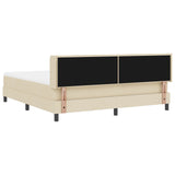 Box Spring Bed With Mattress Cream 180X200 Cm Fabric,  Headboard Lines Design Cream 180 Cm Fabric