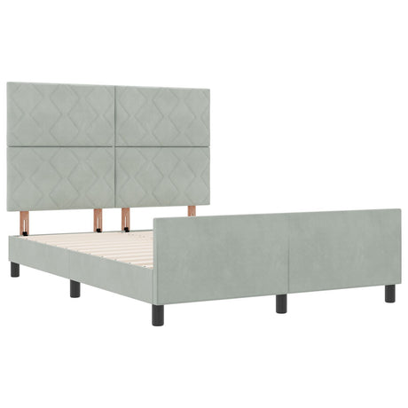 Bed Frame Light Grey 140X190 Cm Velvet
