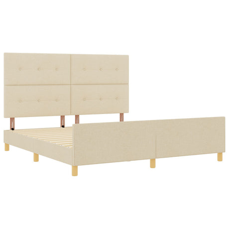 Bed Frame Cream 180X200 Cm Fabric