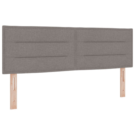 Box Spring Bed With Mattress Taupe 140X190 Cm Fabric,  Headboard Lines Design Taupe 140 Cm Fabric
