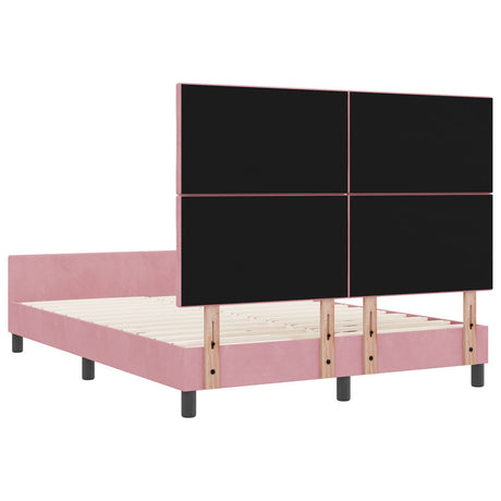 Bed Frame Pink 140X190 Cm Velvet