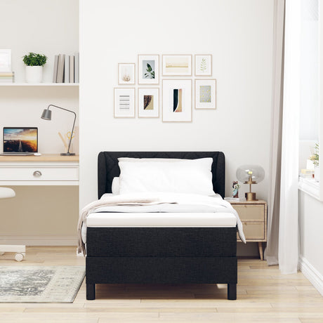 Box Spring Bed With Mattress Black 90X190 Cm Fabric