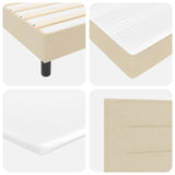 Box Spring Bed With Mattress Cream 180X200 Cm Fabric,  Headboard Lines Design Cream 180 Cm Fabric