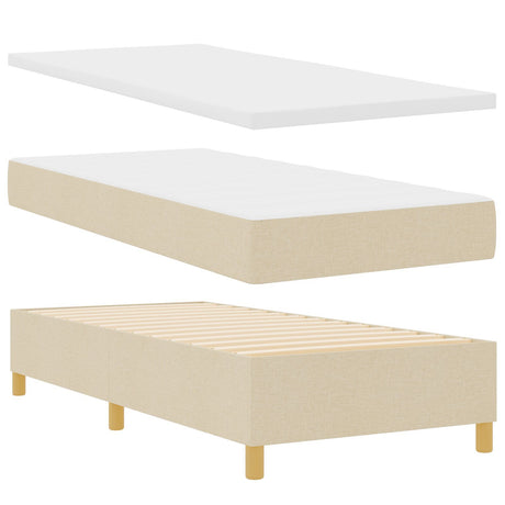 Box Spring Bed With Mattress & Led Cream 90X200 Cm Fabric
