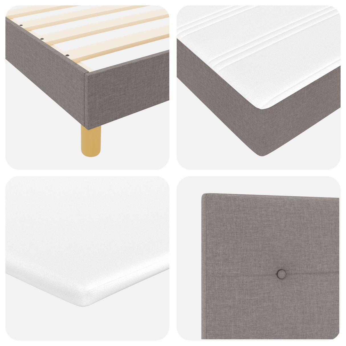 Box Spring Bed With Mattress Taupe 80X200 Cm Fabric